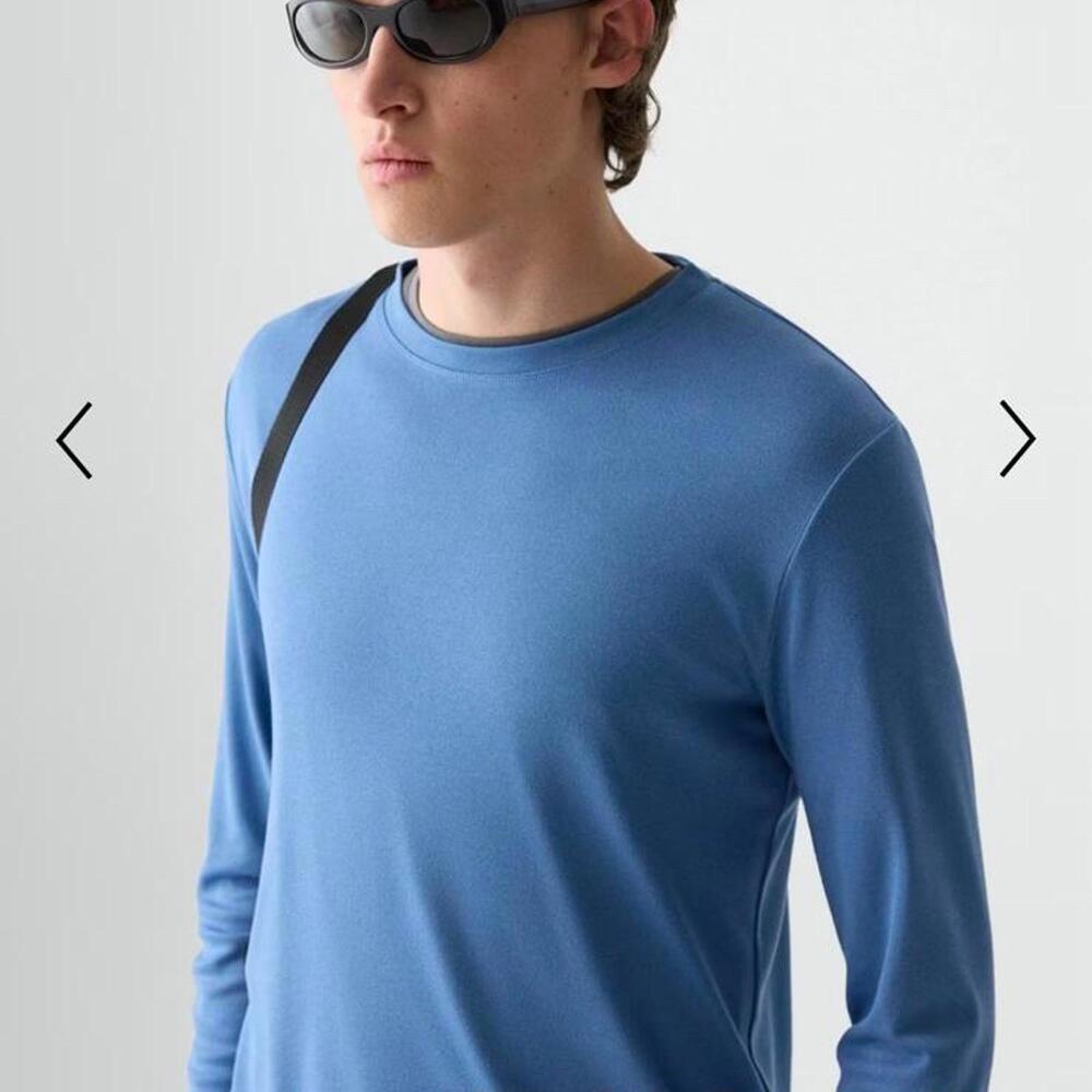 Theory Essential Long-Sleeve Tee in Anemone Modal Jersey Blue Lake Men’s Medium - Picture 12 of 12